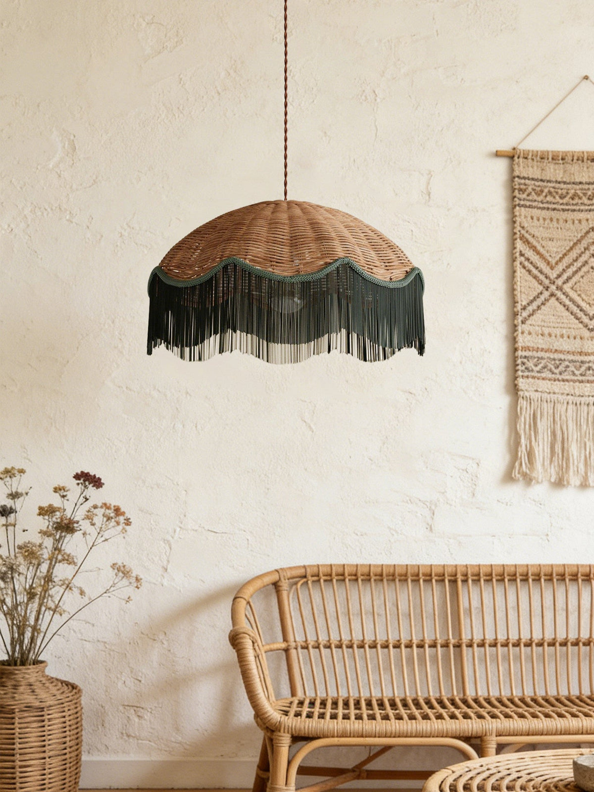 Rattan Pendant Light Over Dining Table — Pendant Light | Maison Monashee — view 4