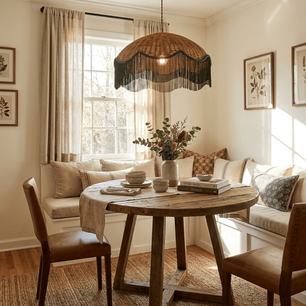 Rattan Pendant Light Over Dining Table — Pendant Light | Maison Monashee — view 11