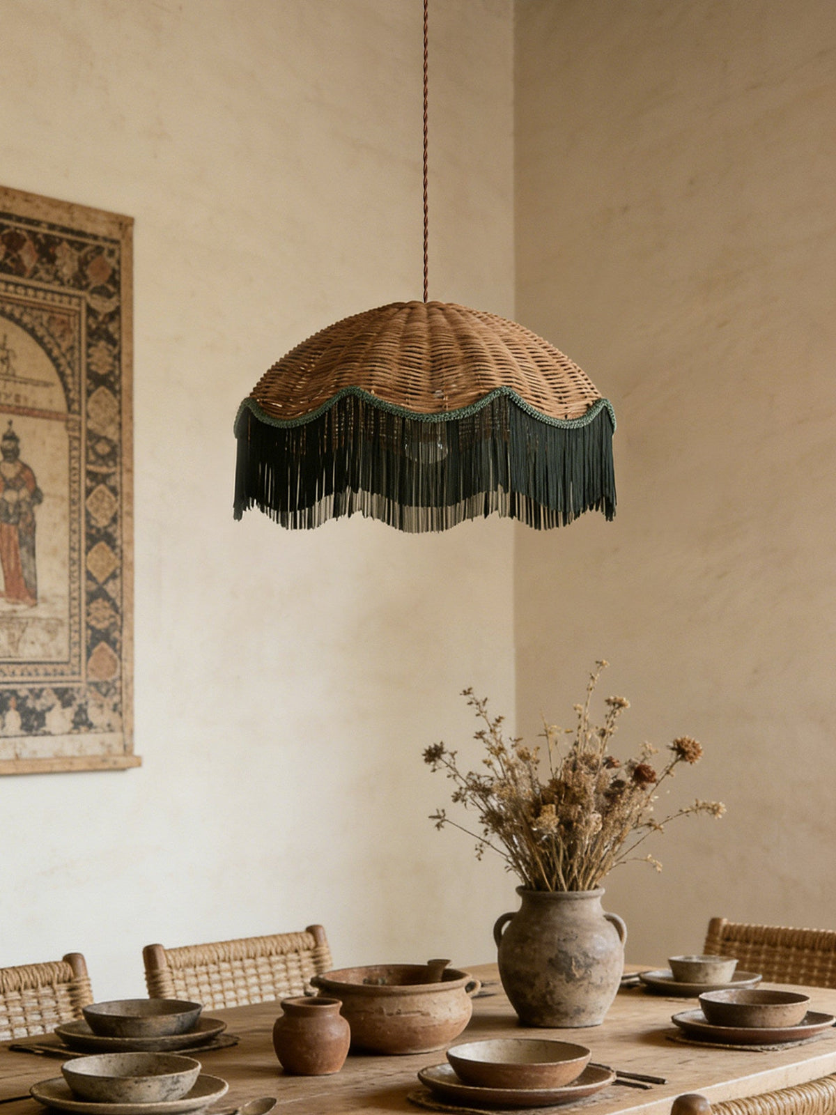 Rattan Pendant Light Over Dining Table — Pendant Light | Maison Monashee — view 6