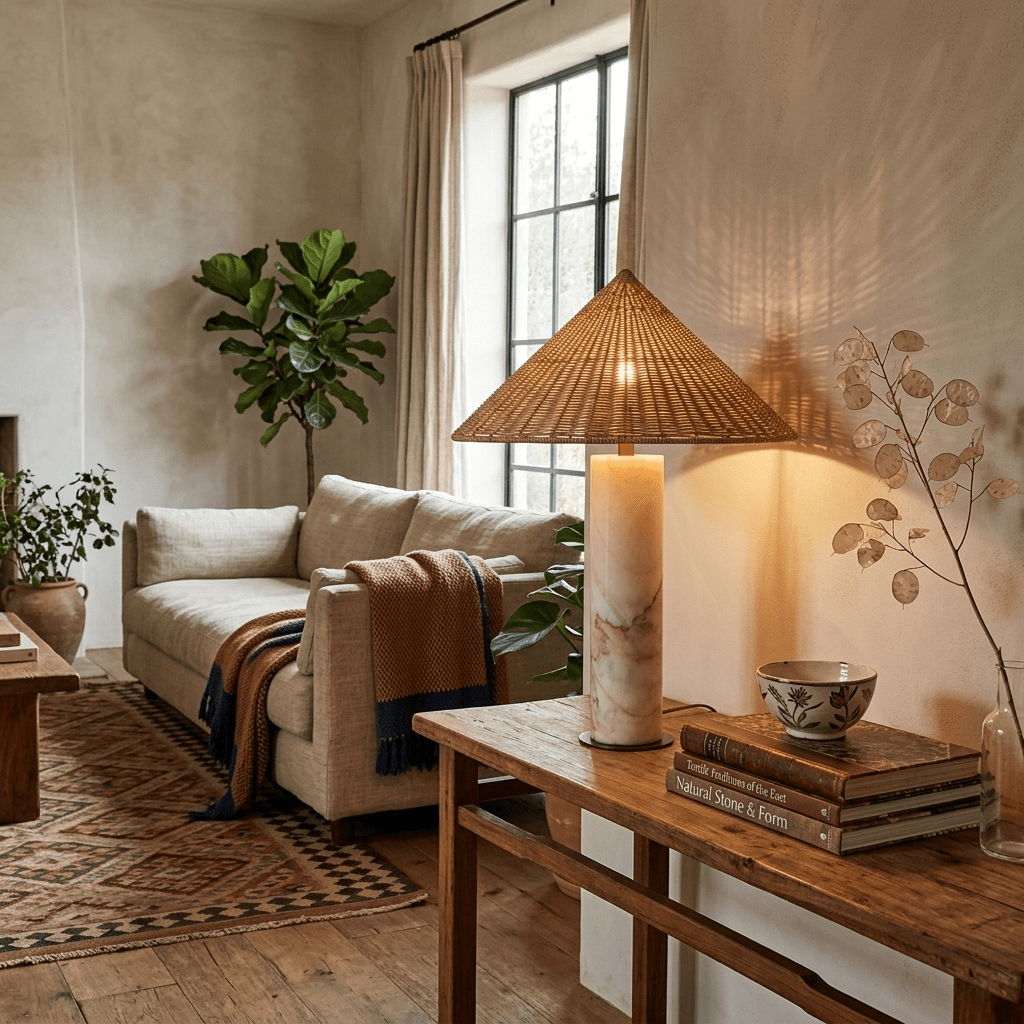 Large Rattan Table Lamp — Table Lamp | Maison Monashee — view 3