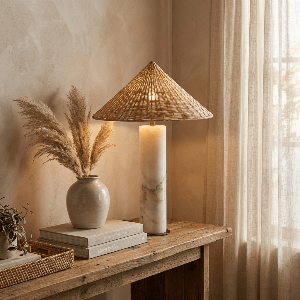 Large Rattan Table Lamp — Table Lamp | Maison Monashee — view 6