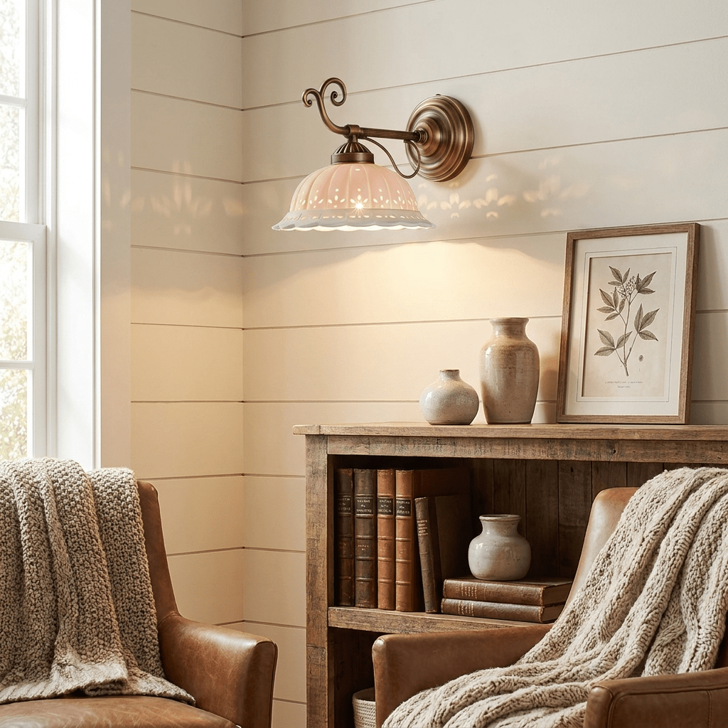 White Ceramic Wall Sconce — Wall Sconce | Maison Monashee — view 2