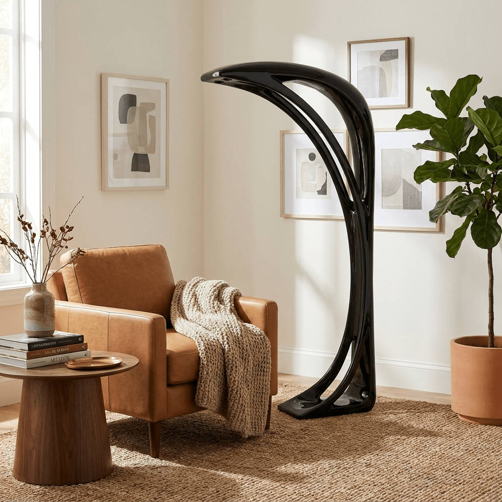 Black Curved Floor Lamp — Floor Lamp | Maison Monashee — view 2