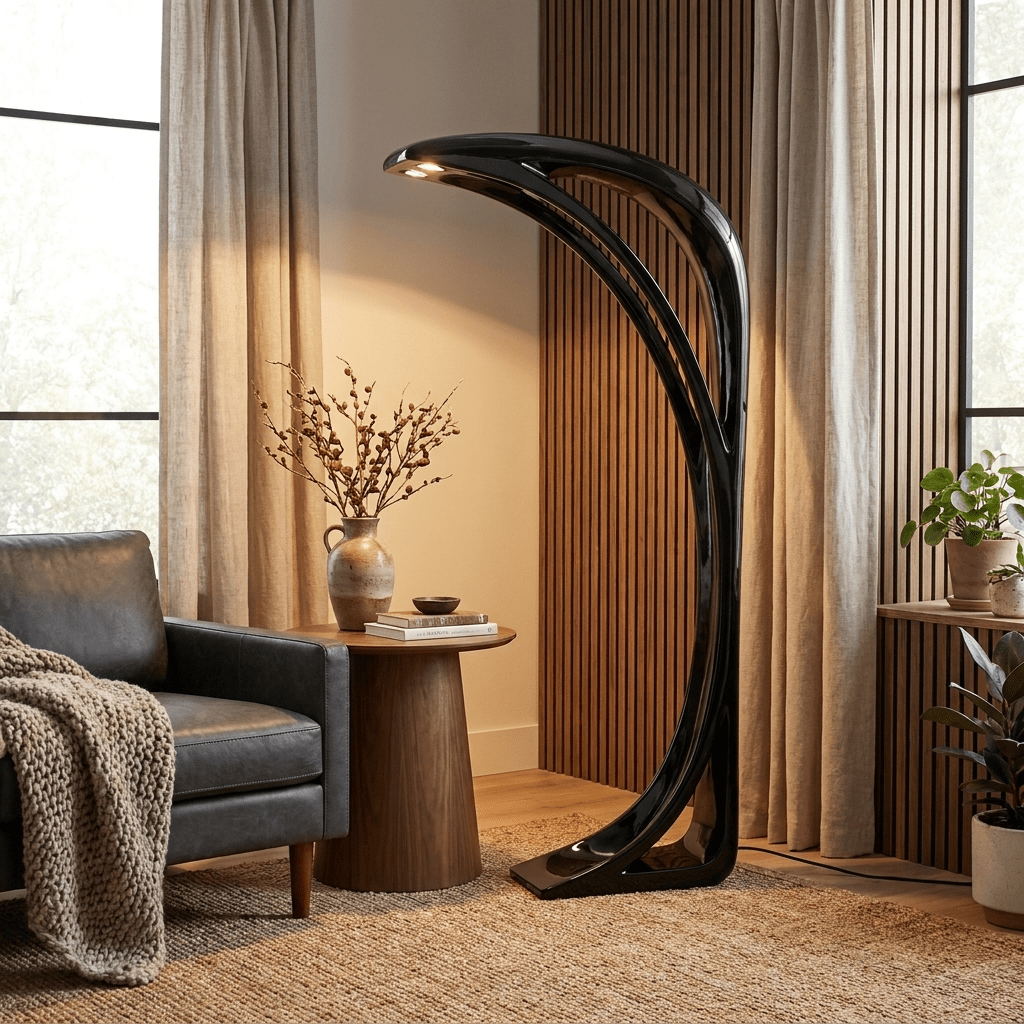 Black Curved Floor Lamp — Floor Lamp | Maison Monashee — view 6