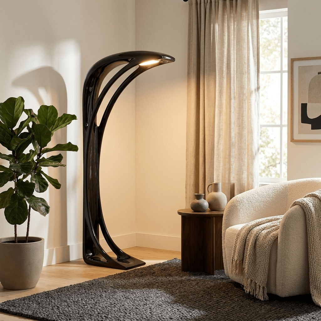 Black Curved Floor Lamp — Floor Lamp | Maison Monashee — view 3