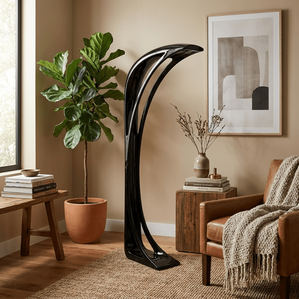 Black Curved Floor Lamp — Floor Lamp | Maison Monashee — view 8