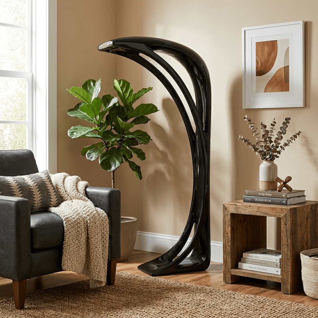 Black Curved Floor Lamp — Floor Lamp | Maison Monashee — view 4