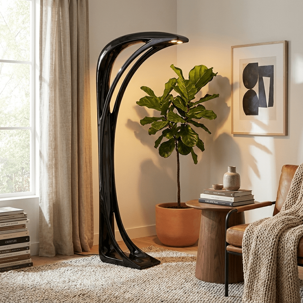 Black Curved Floor Lamp — Floor Lamp | Maison Monashee — view 7