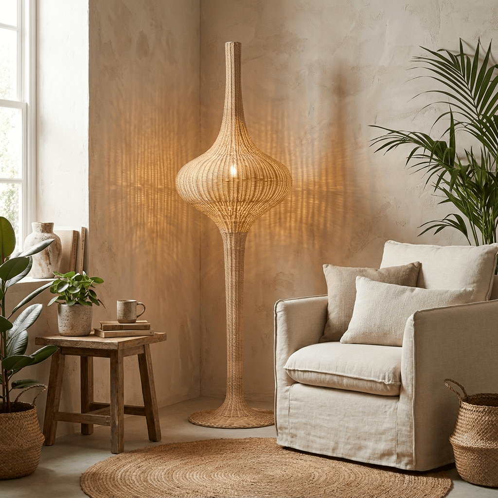 Natural Rattan Floor Lamp — Floor Lamp | Maison Monashee — view 7