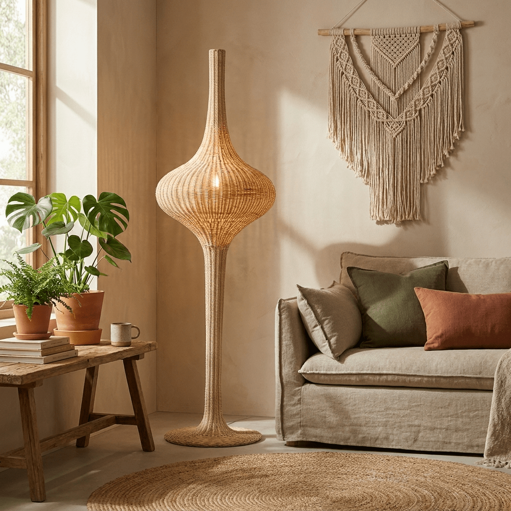 Natural Rattan Floor Lamp — Floor Lamp | Maison Monashee — view 6