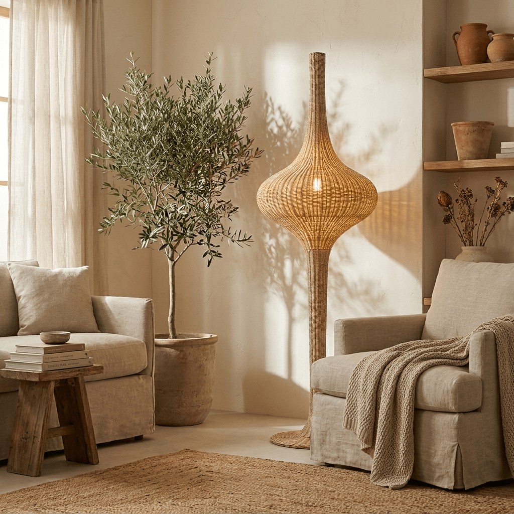 Natural Rattan Floor Lamp — Floor Lamp | Maison Monashee — view 5