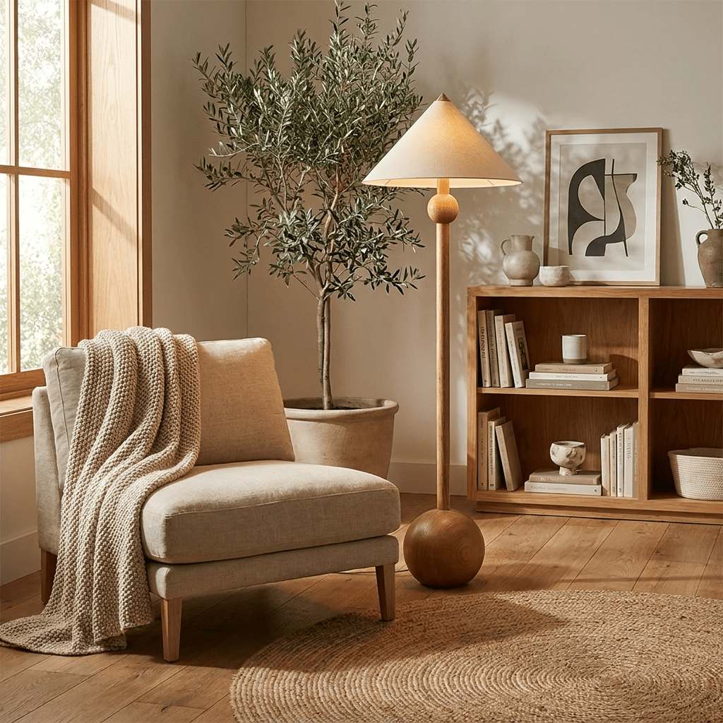 Walnut Wood Floor Lamp — Floor Lamp | Maison Monashee — view 3