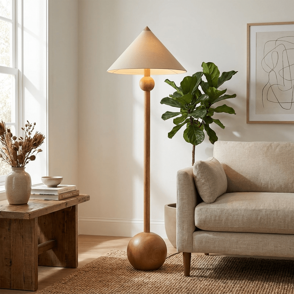 Walnut Wood Floor Lamp — Floor Lamp | Maison Monashee — view 5