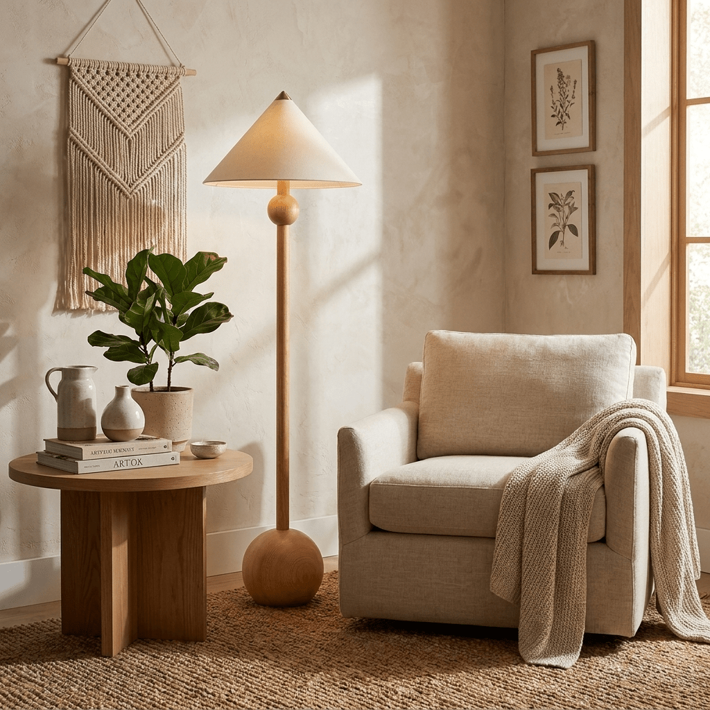 Walnut Wood Floor Lamp — Floor Lamp | Maison Monashee — view 4