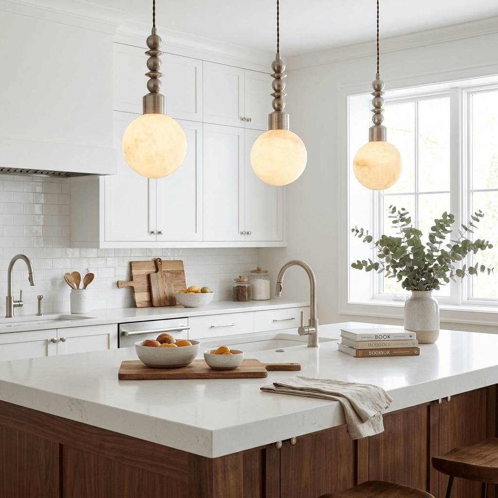 White Beaded Pendant Light — Pendant Light | Maison Monashee — view 3