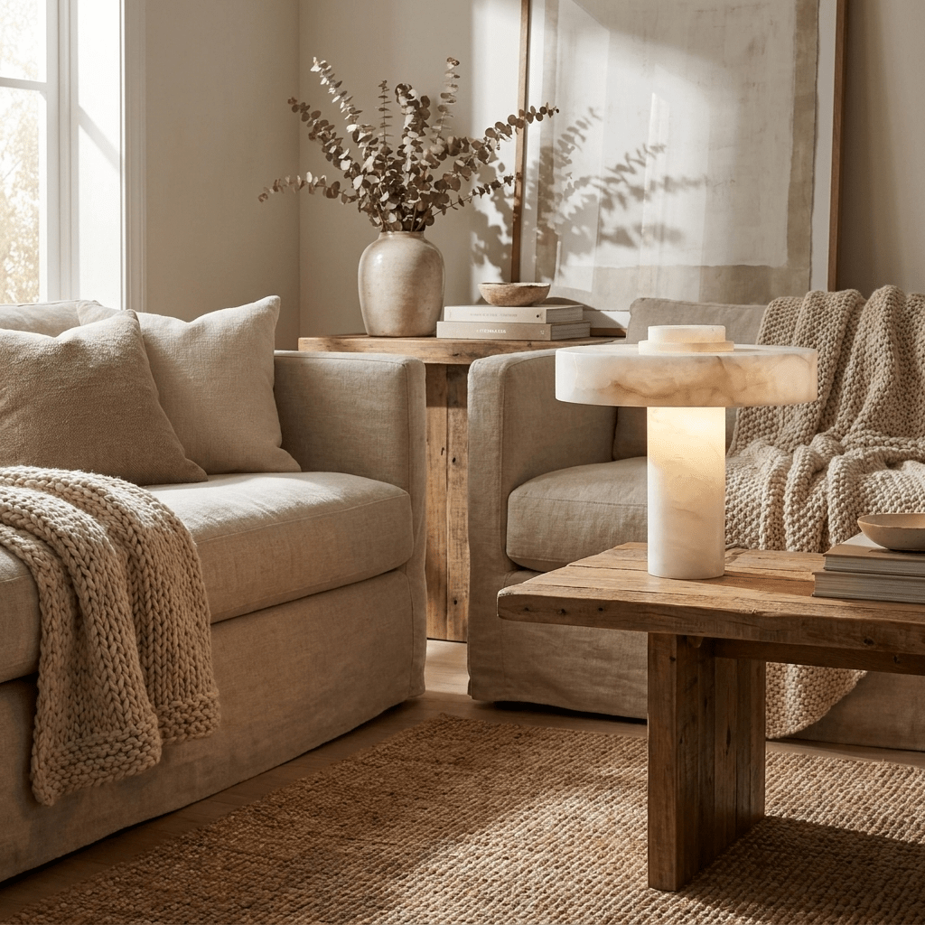 White Alabaster Table Lamp — Table Lamp | Maison Monashee — view 5