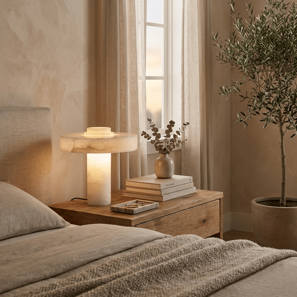 White Alabaster Table Lamp — Table Lamp | Maison Monashee — view 3