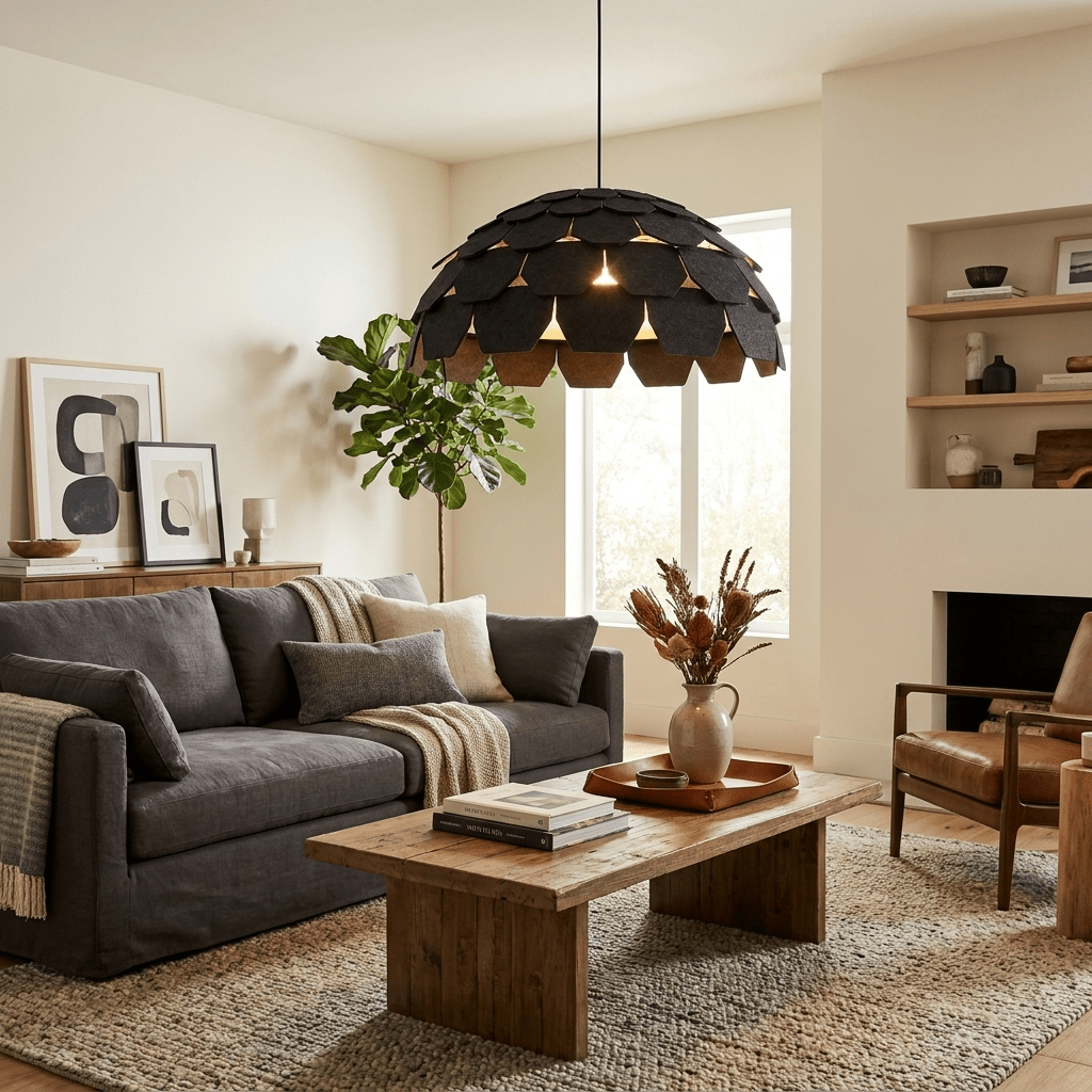 Black Dome Pendant Light Over Island — Pendant Light | Maison Monashee — view 2