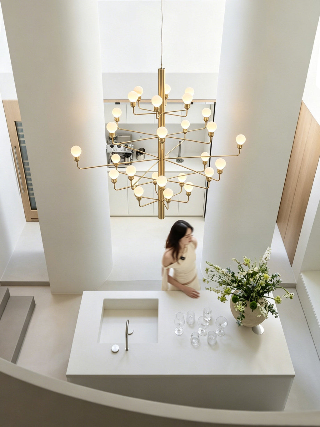 Alabaster Globe Chandelier — Chandelier | Maison Monashee — view 2
