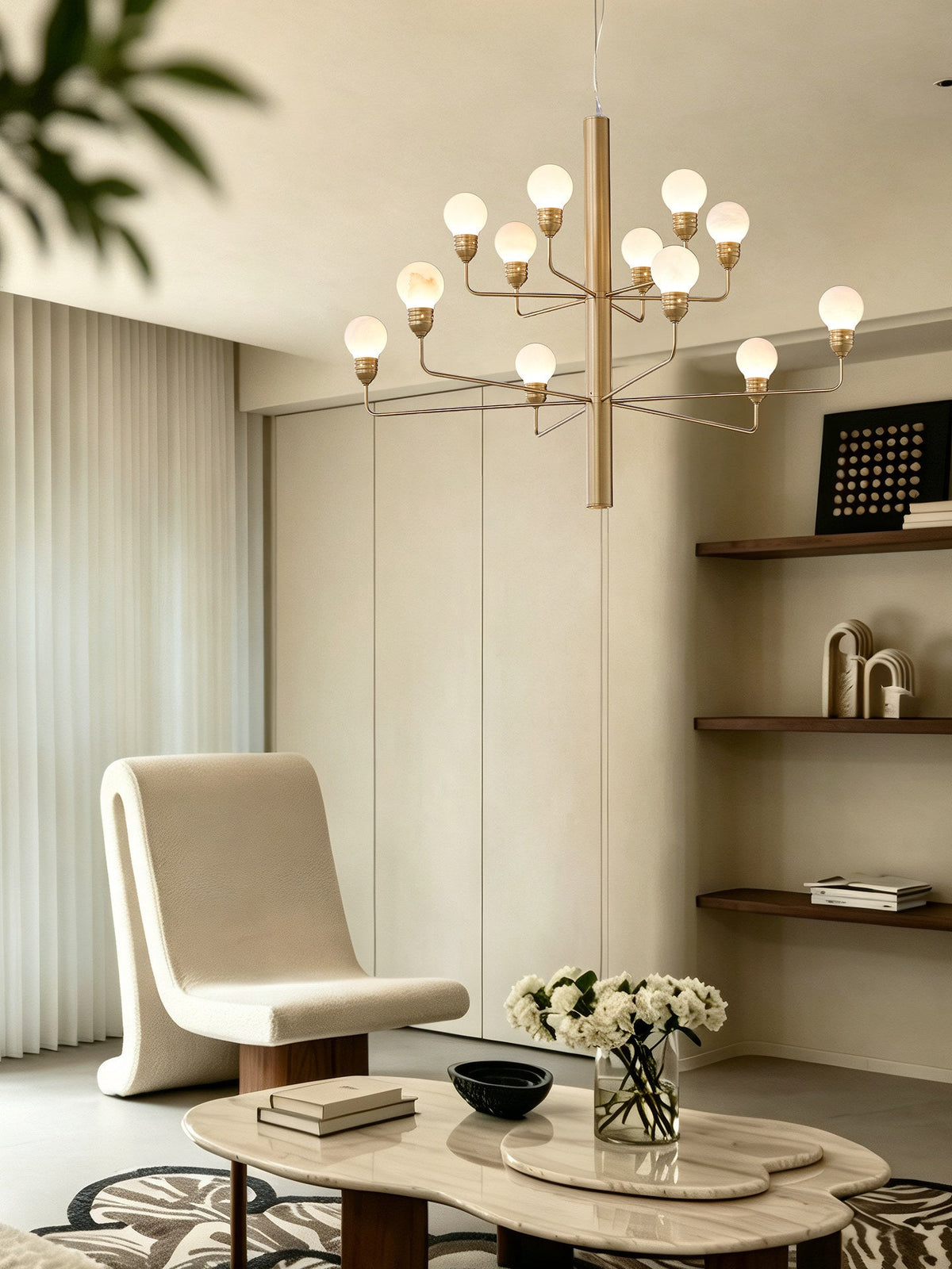 Alabaster Globe Chandelier — Chandelier | Maison Monashee — view 3