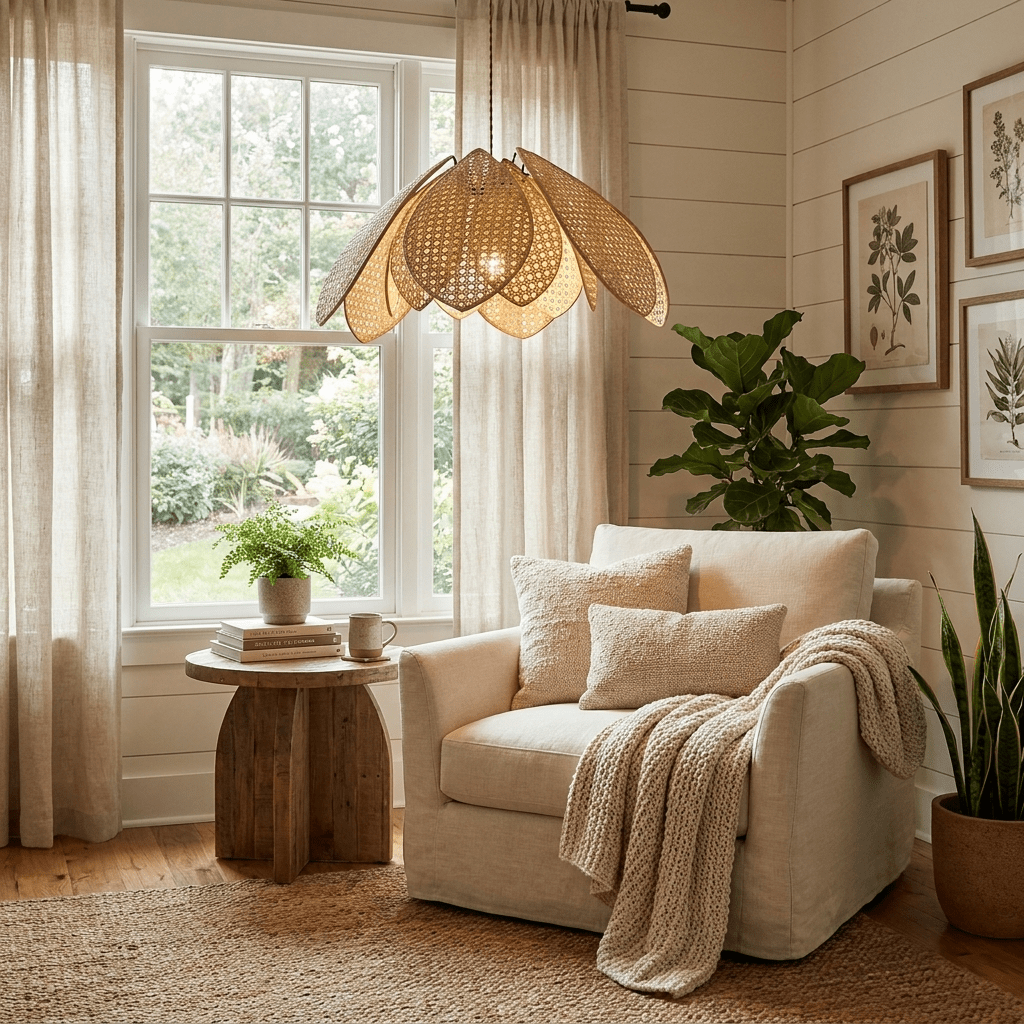 Rattan Flower Pendant Light — Pendant Light | Maison Monashee — view 3