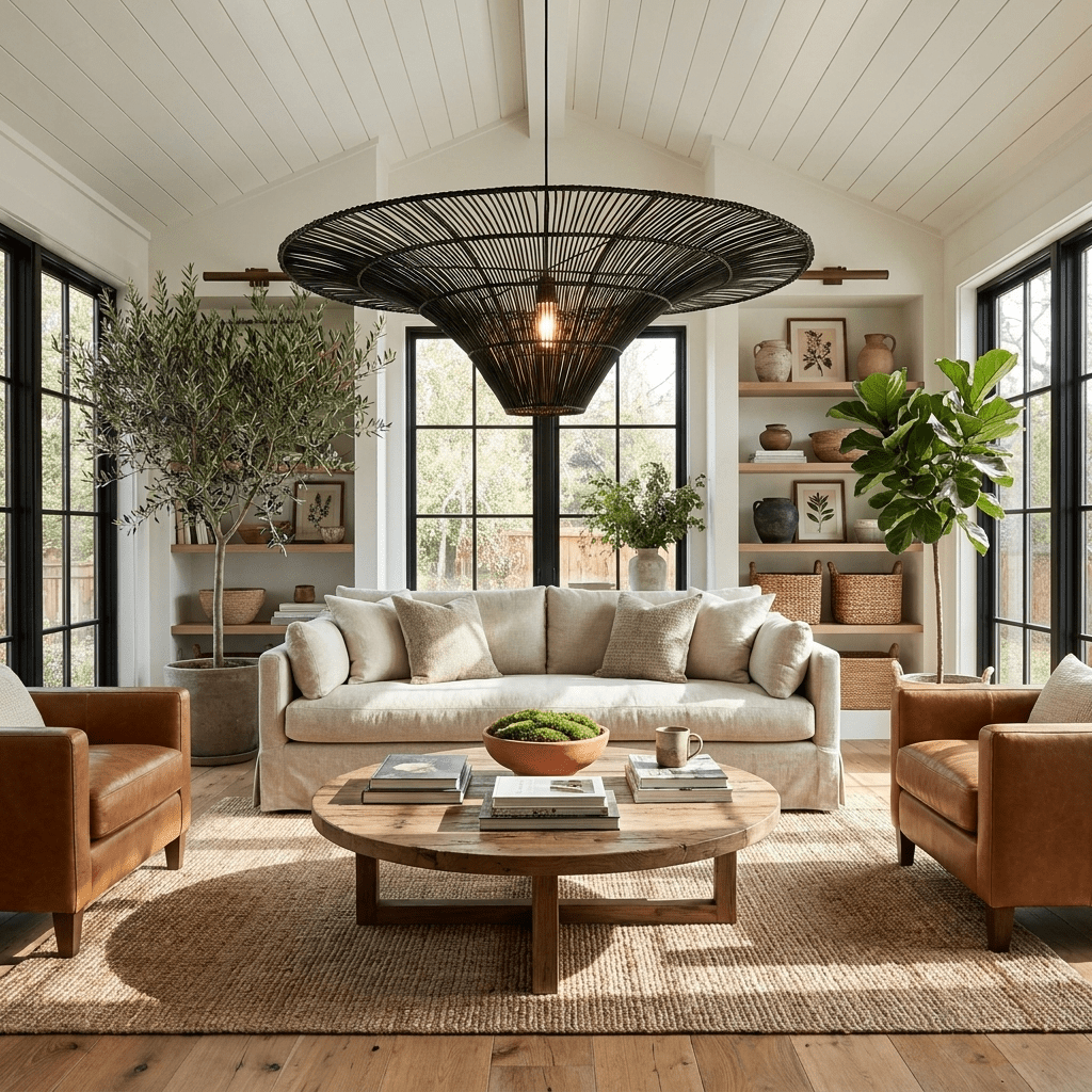 Wide Rattan Pendant Light — Pendant Light | Maison Monashee — view 4