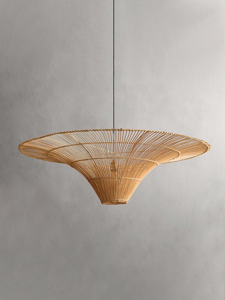 Wide Rattan Pendant Light — Pendant Light | Maison Monashee — view 11