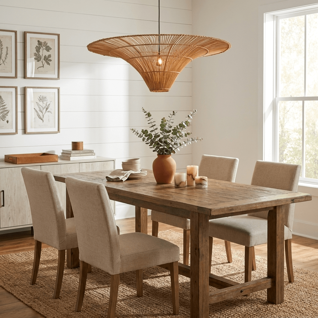 Wide Rattan Pendant Light — Pendant Light | Maison Monashee — view 5
