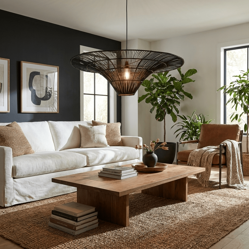 Wide Rattan Pendant Light — Pendant Light | Maison Monashee — view 10