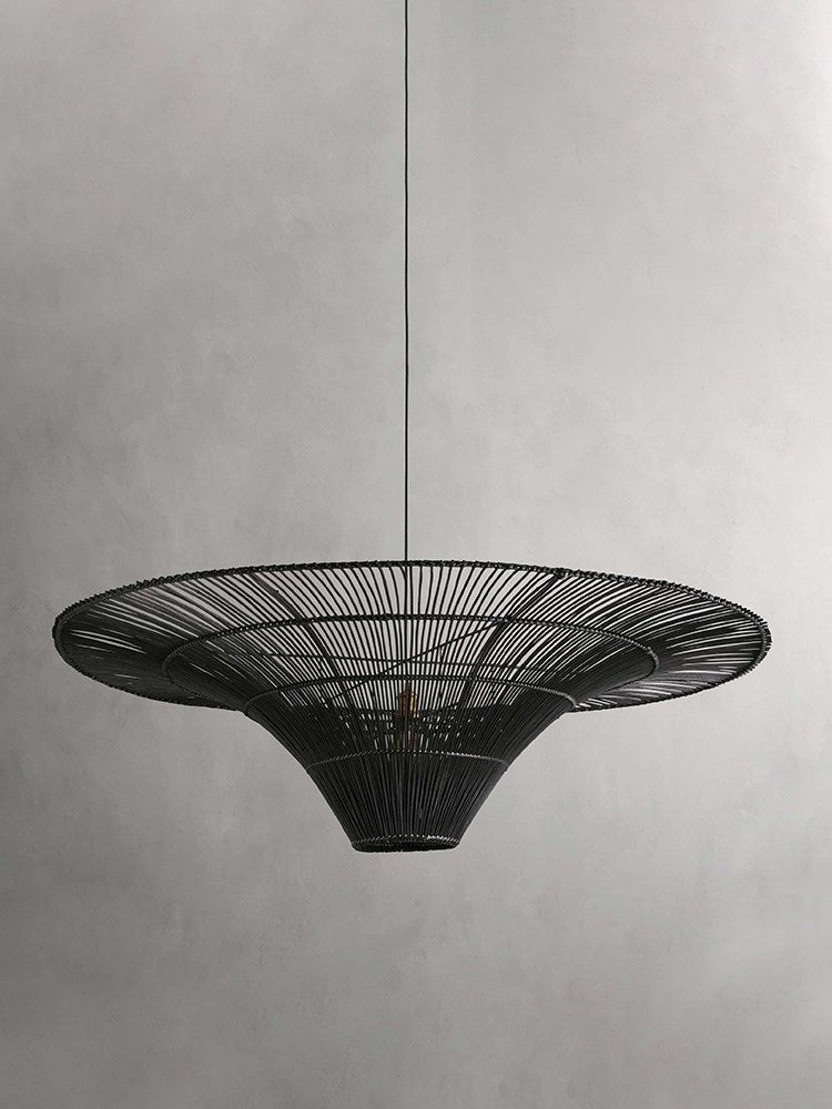 Wide Rattan Pendant Light — Pendant Light | Maison Monashee — view 13