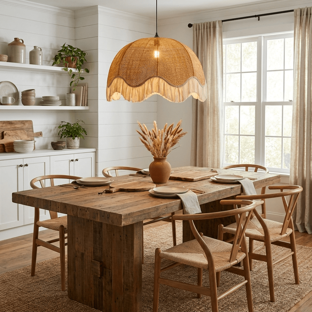 Scallop Rattan Pendant Light — Pendant Light | Maison Monashee — view 7