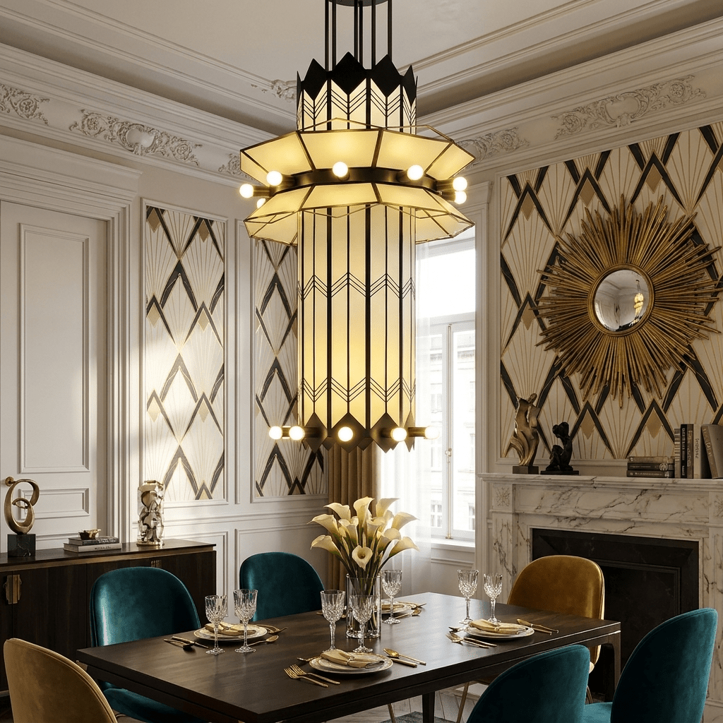 Black Art Deco Chandelier — Chandelier | Maison Monashee — view 5