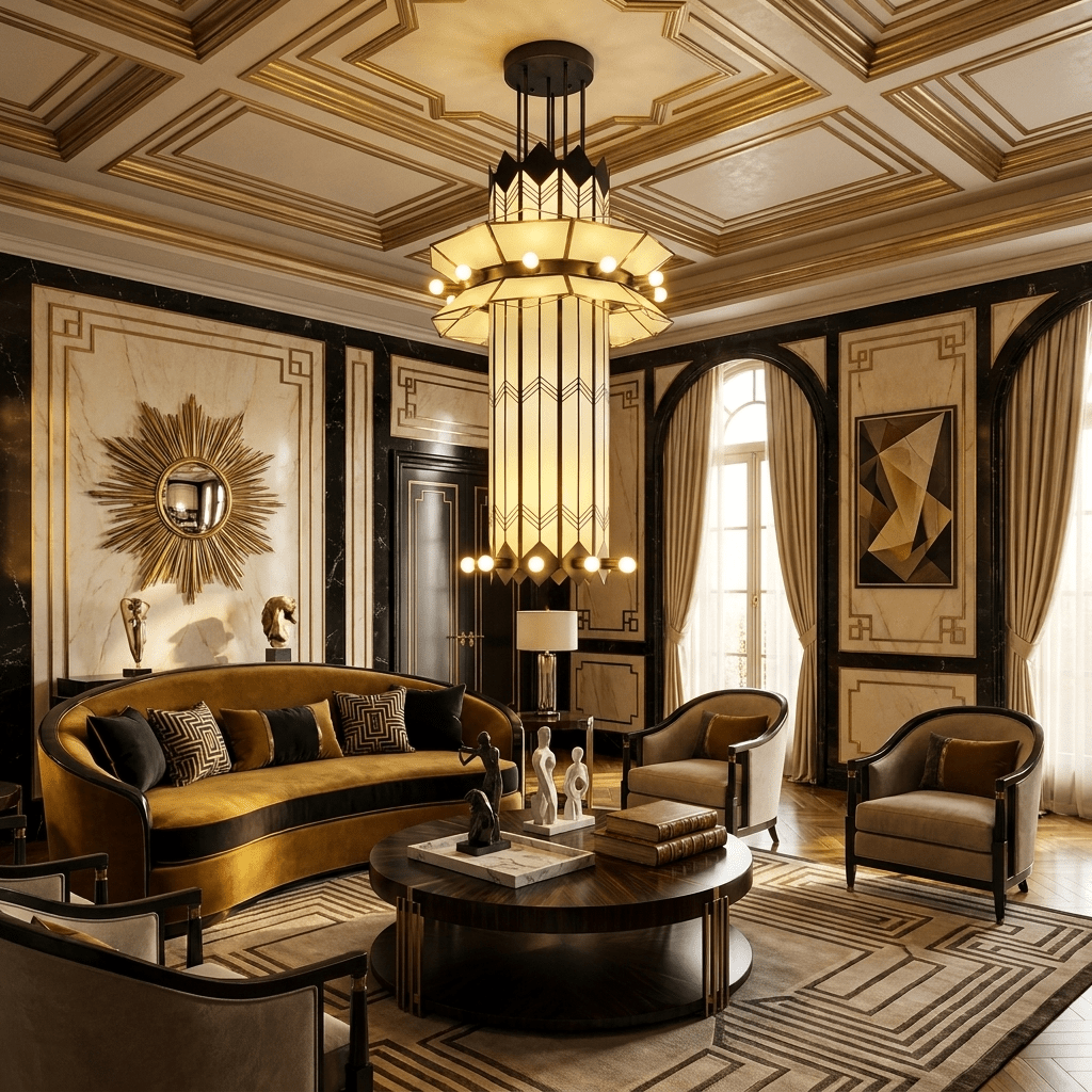 Black Art Deco Chandelier — Chandelier | Maison Monashee — view 4