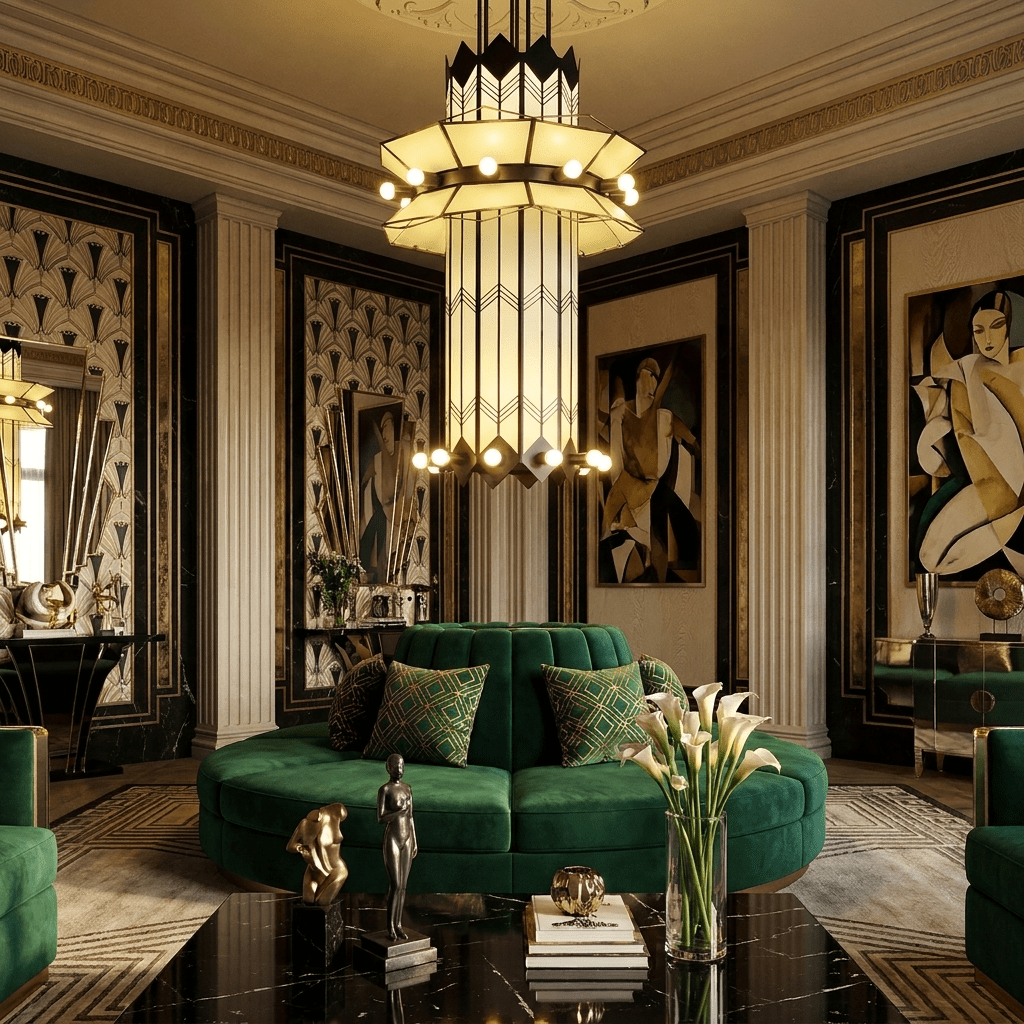 Black Art Deco Chandelier — Chandelier | Maison Monashee — view 2