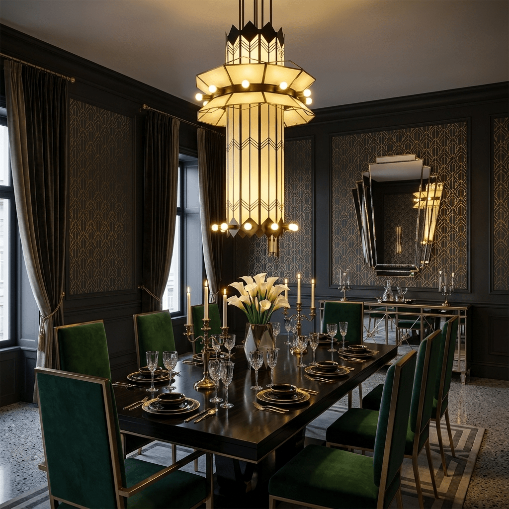 Black Art Deco Chandelier — Chandelier | Maison Monashee — view 6