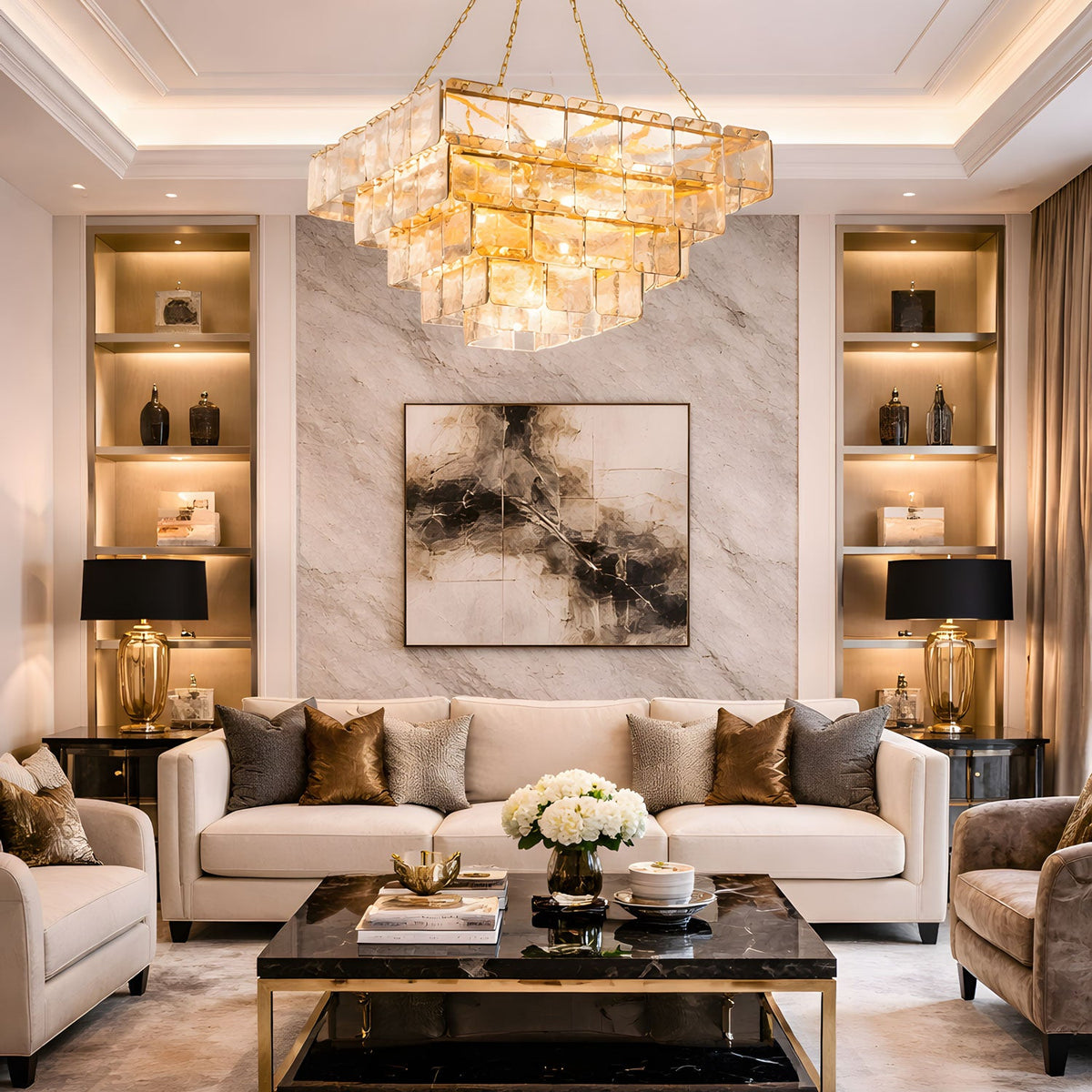 Square Glass Chandelier — Chandelier | Maison Monashee — view 5
