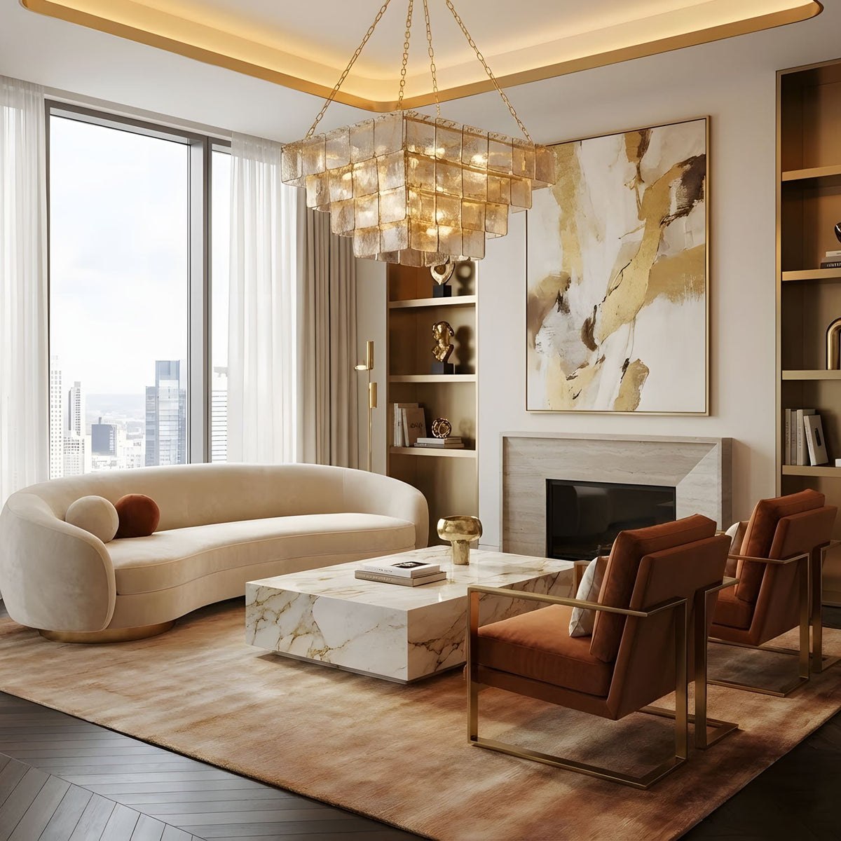 Square Glass Chandelier — Chandelier | Maison Monashee — view 2