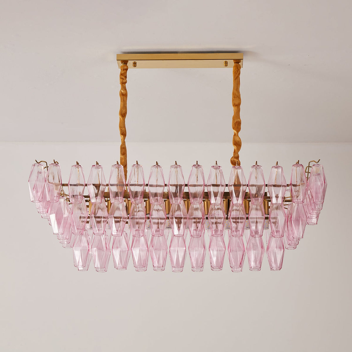 Gold Rectangular Crystal Chandelier — Chandelier | Maison Monashee — view 6