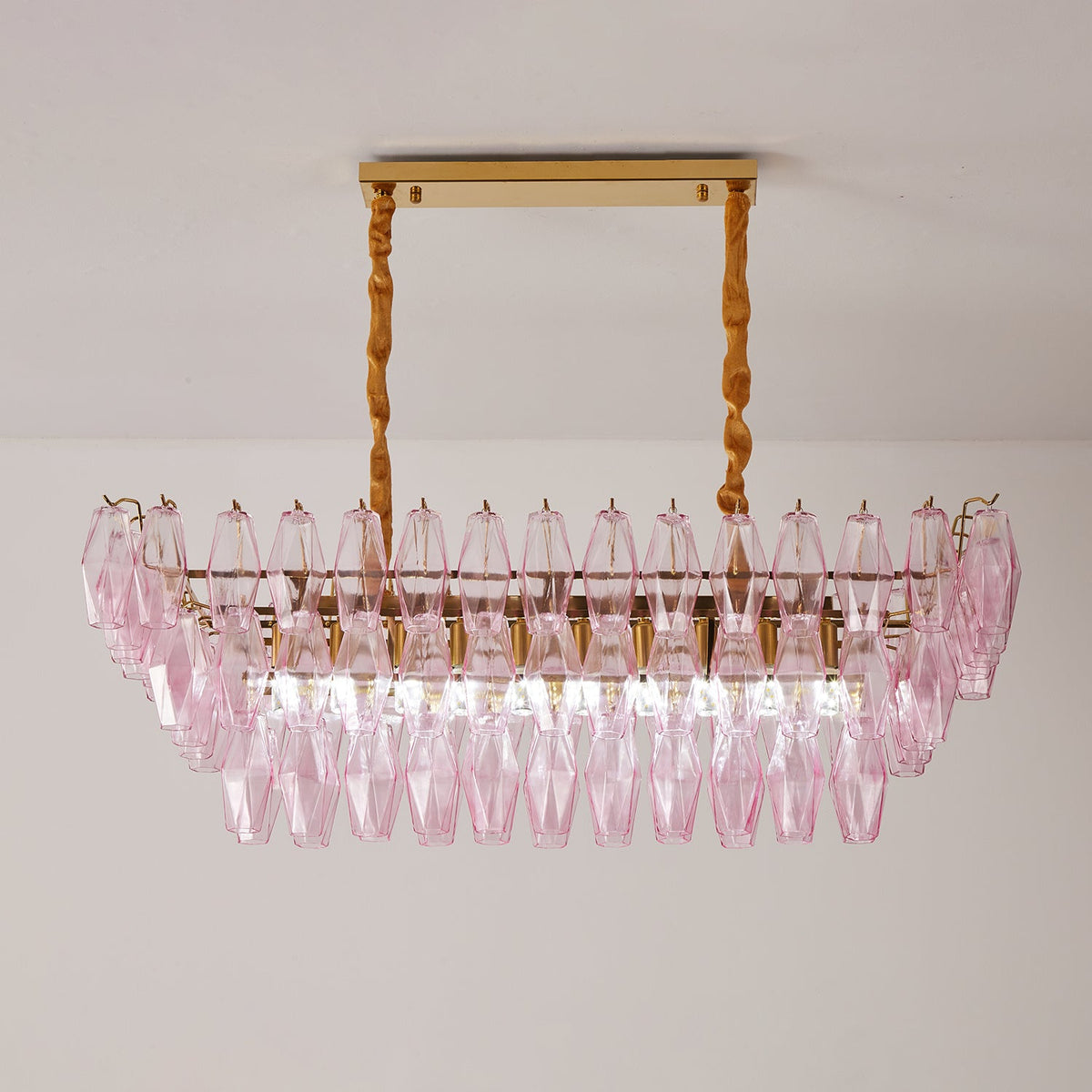 Gold Rectangular Crystal Chandelier — Chandelier | Maison Monashee — view 7