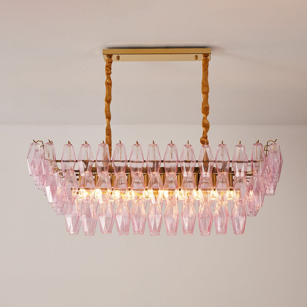 Gold Rectangular Crystal Chandelier — Chandelier | Maison Monashee — view 8