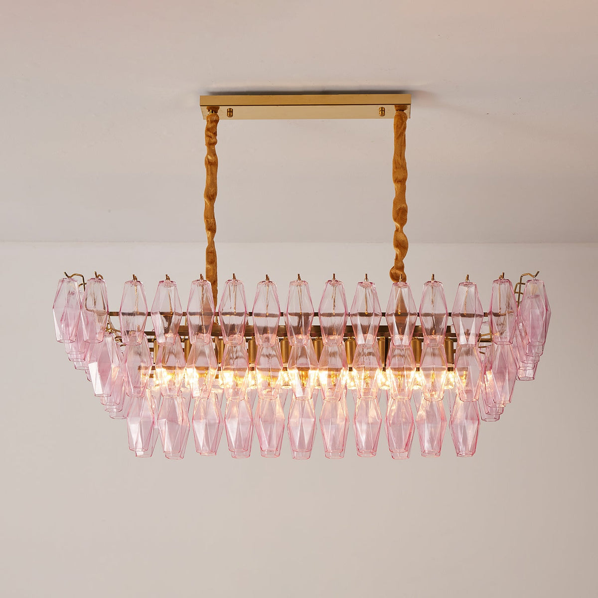 Gold Rectangular Crystal Chandelier — Chandelier | Maison Monashee — view 8