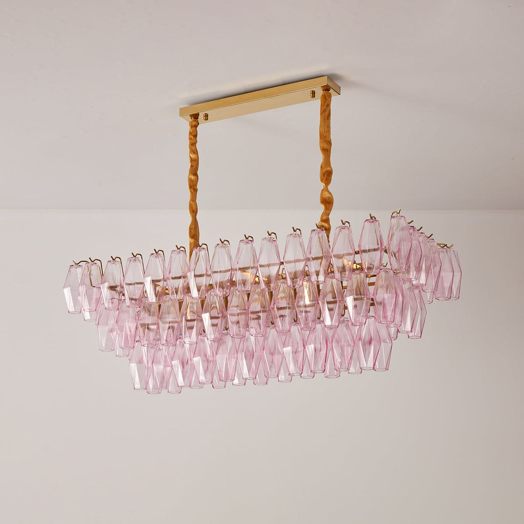 Gold Rectangular Crystal Chandelier — Chandelier | Maison Monashee — view 9