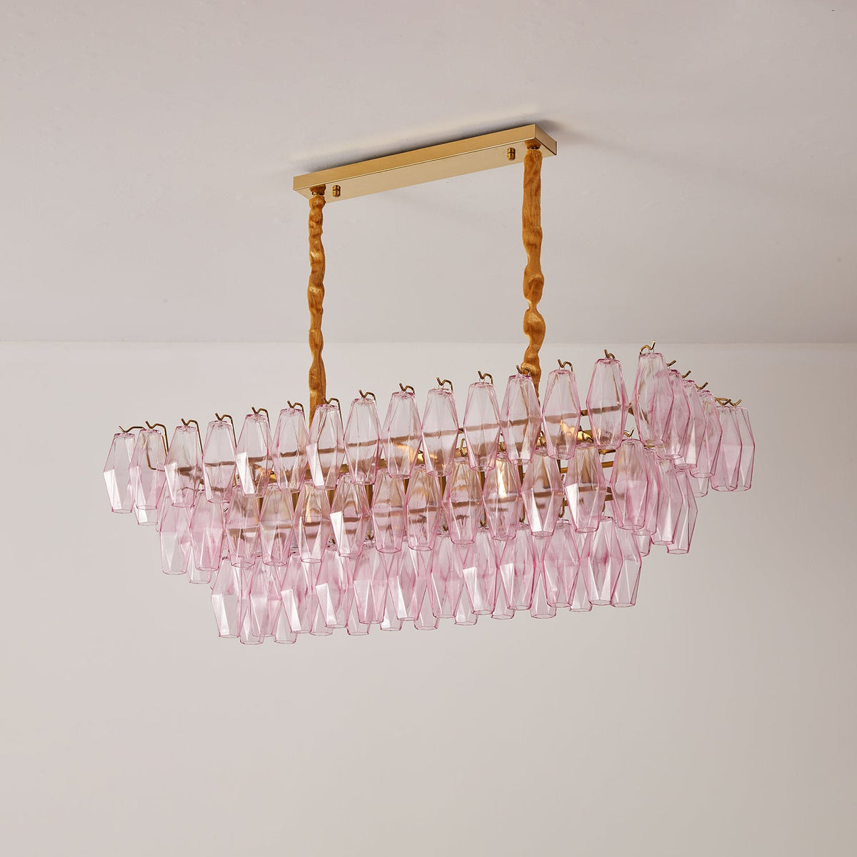 Gold Rectangular Crystal Chandelier — Chandelier | Maison Monashee — view 9