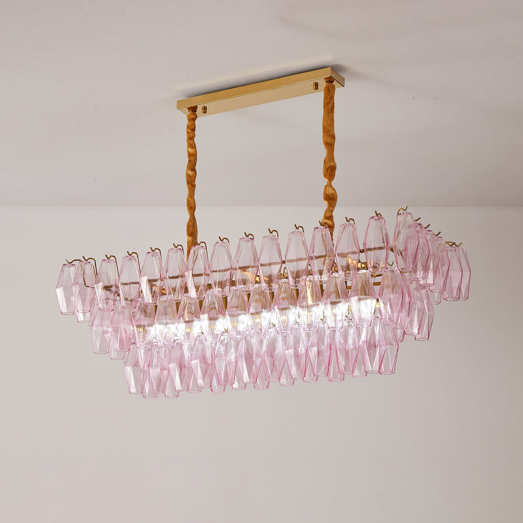 Gold Rectangular Crystal Chandelier — Chandelier | Maison Monashee — view 10