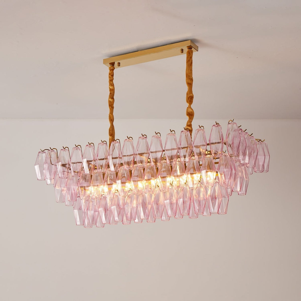 Gold Rectangular Crystal Chandelier — Chandelier | Maison Monashee — view 2