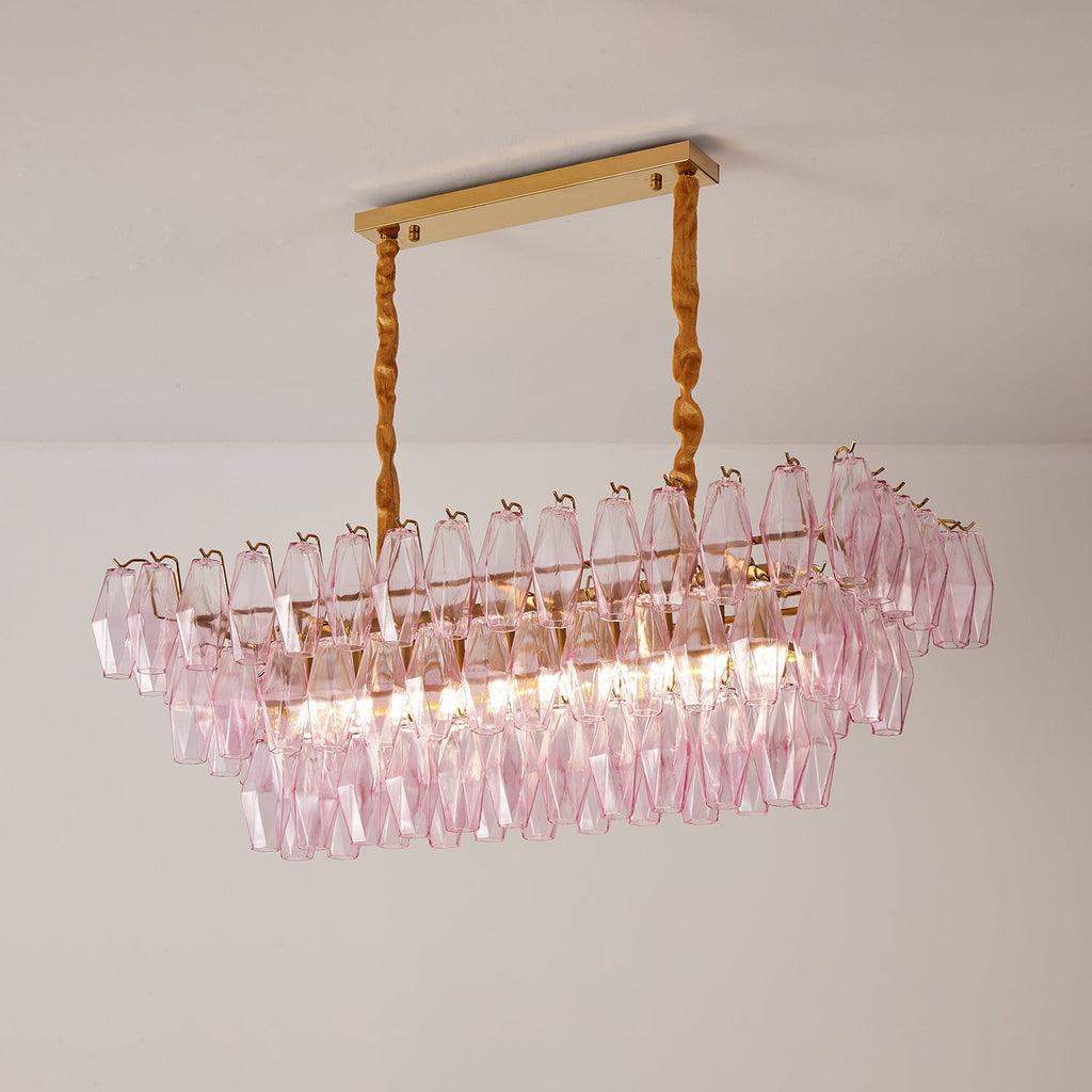 Gold Rectangular Crystal Chandelier — Chandelier | Maison Monashee — view 3