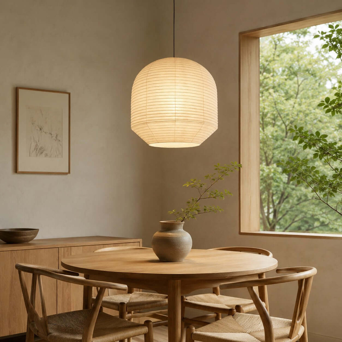 Large Round Paper Pendant Light — Pendant Light | Maison Monashee — view 2