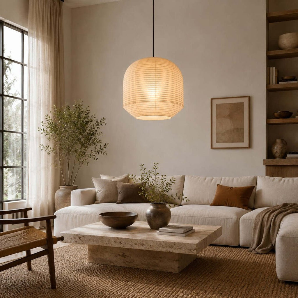 Large Round Paper Pendant Light — Pendant Light | Maison Monashee — view 3