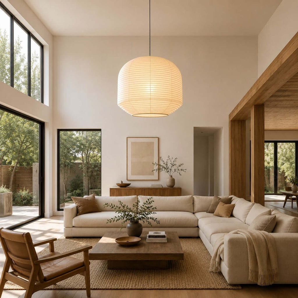 Large Round Paper Pendant Light — Pendant Light | Maison Monashee — view 6