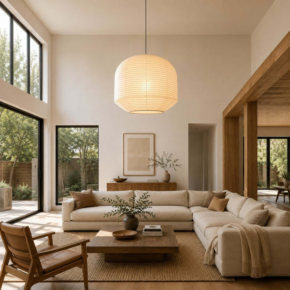 Large Round Paper Pendant Light — Pendant Light | Maison Monashee — view 6